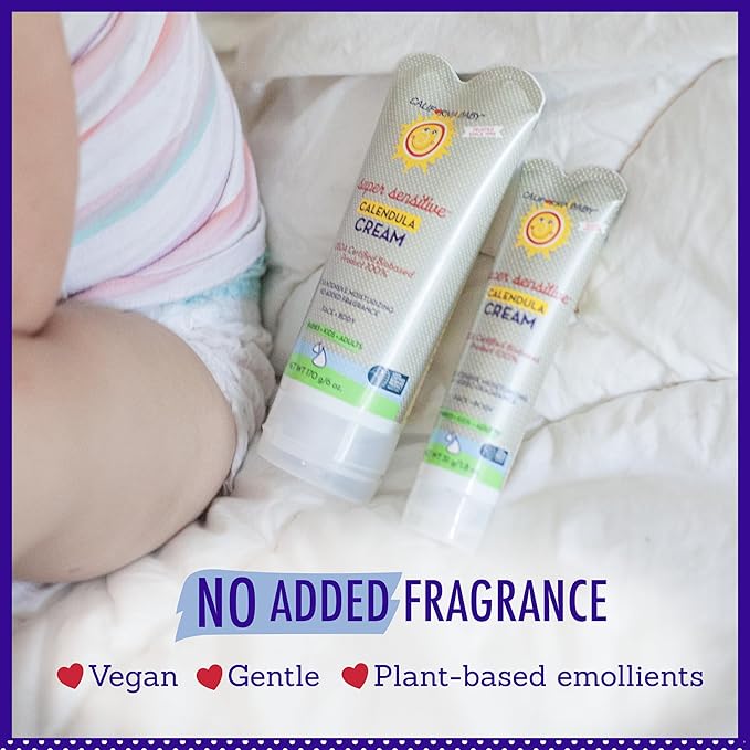 California Baby Calendula Cream (Unscented) | 100% Plant-Based Moisturizer | Soothing Unscented Baby Lotion | Hypoallergenic Lotion | 1.8 oz / 51g