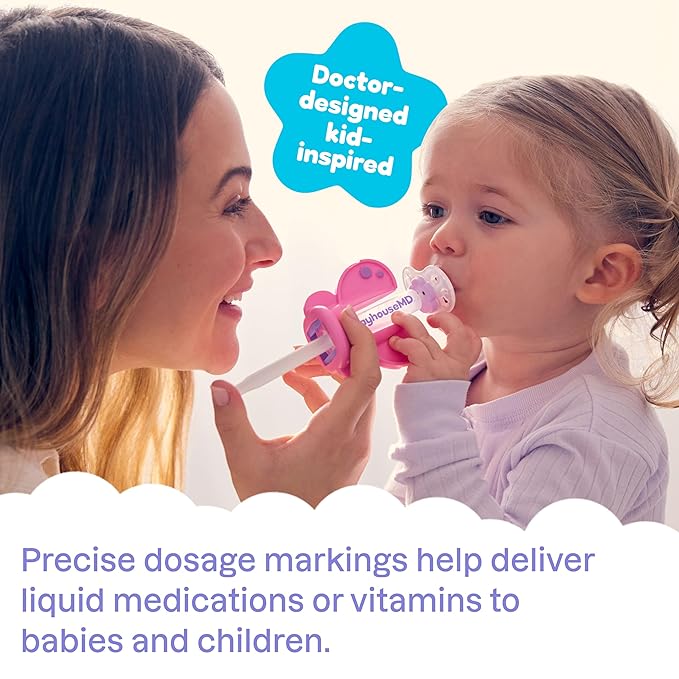 Medicine Dispenser, Butterfly - Liquid Medication Syringe for Newborns, Infants, Babies & Toddlers - Baby Medicine Kit with Pacifier Attachment for Accurate Dosing