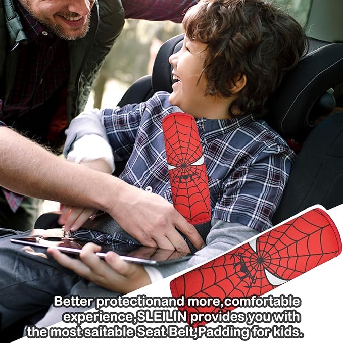Seat Belt Cover for Kids, Seat Belt Pad for Boys Girls, Car Seat Straps Shoulder Pads for Kids, Kid's Seat Belt Cushion, Shoulder Strap Pad, 1 Piece （Spider Hero）
