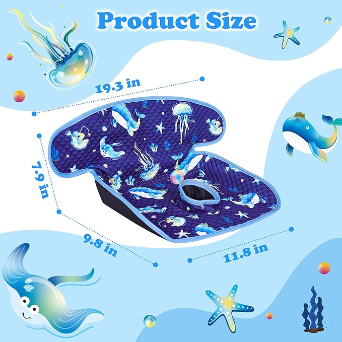 Babenest Car Seat Potty Protector Cover -Waterproof Carseat Training Liner for Baby &Toddler Shower Gift, Dry Piddle Pee Pad with Fun Designs for Strollers & Infant Car Seats (1pc Whale-Blue)