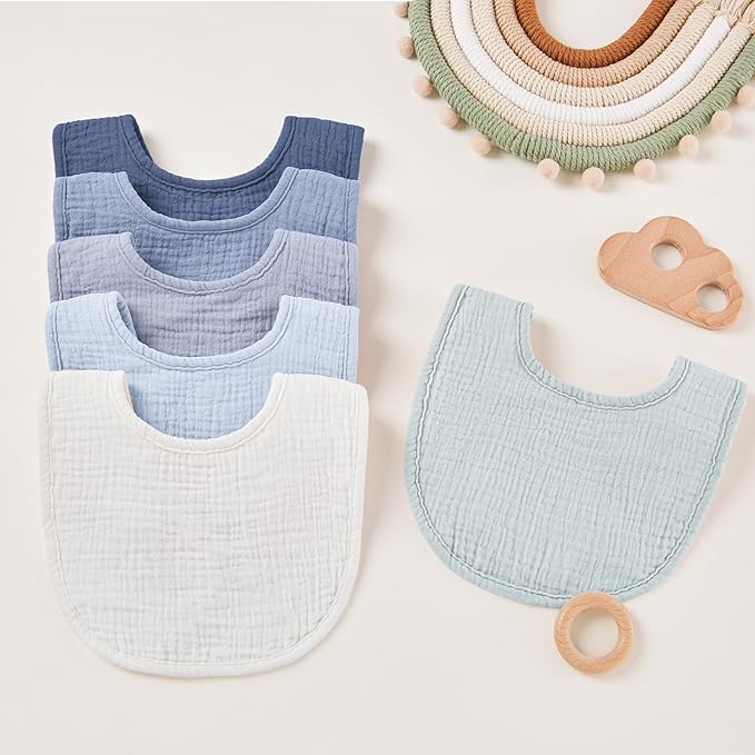 Susurration Muslin Baby Bibs 6 Pack Cotton Baby Drool Bibs,Soft Adjustable Baby Drooling Bibs for Unisex Boys Girls