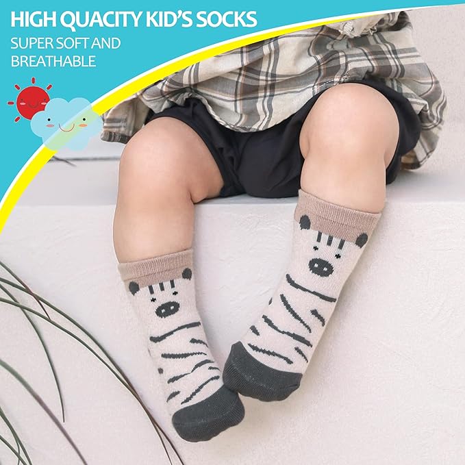 TRUEHAN 5 Pairs Toddler Non Slip Socks with Grips Baby Socks for Kids Girls Boys