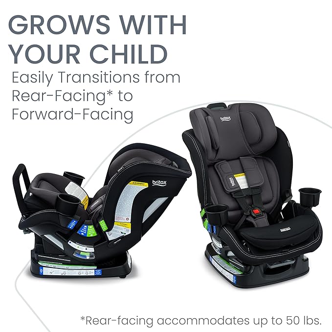 Britax Poplar S Convertible Car Seat, 2-in-1 Car Seat with Slim 17-Inch Design, ClickTight Technology, Stone Onyx