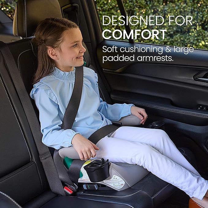 Britax UpNGo Click Backless Booster Car Seat with Rigid Latch, Lightweight and Portable Travel Booster with Slim Design and PosturePlus, Accommodates Kids up to 120 Lbs and 63” – Parchment