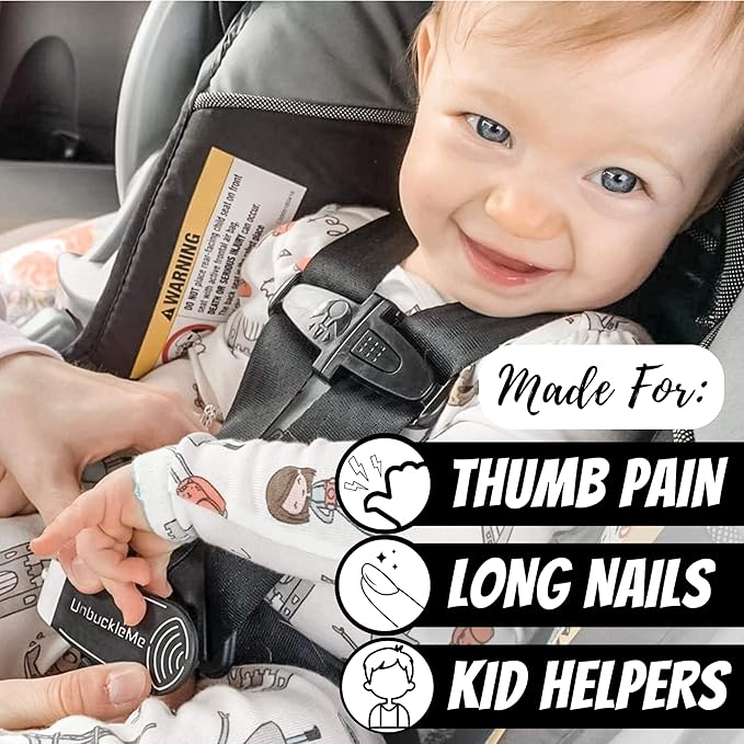 UnbuckleMe Car Seat Buckle Release Tool (As Seen on Shark Tank) - Easy Opener Aid for Arthritis, Long Nails, Older Kids - Button Pusher for Infant, Toddler, Convertible Car Seats (2 Pack, Blue & Red)