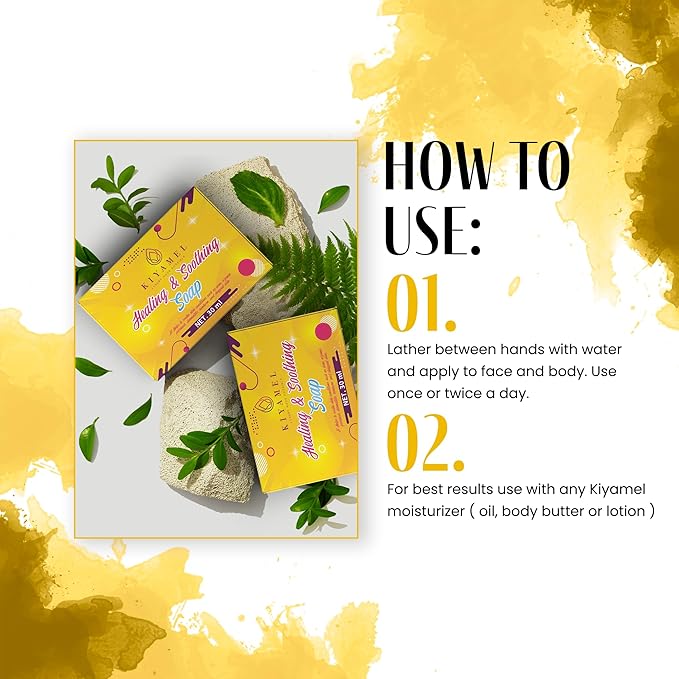 KIYAMEL Healing & Soothing Baby Soap, Gentle Bath Bar with Organic Shea Butter Natural Moisturizing Soap for Sensitive & Dry Skin Mild Daily Care for Soft, Healthy Skin