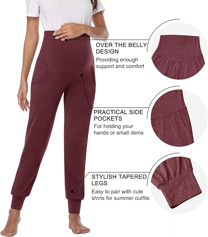 AMPOSH Women's Maternity Pants Stretchy Lounge Workout Sweatpants Casual Loose Comfy Pregnancy Joggers with Pockets