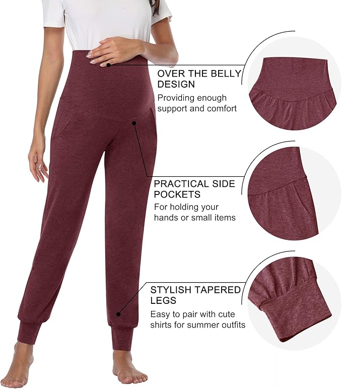 AMPOSH Women's Maternity Pants Stretchy Lounge Workout Sweatpants Casual Loose Comfy Pregnancy Joggers with Pockets