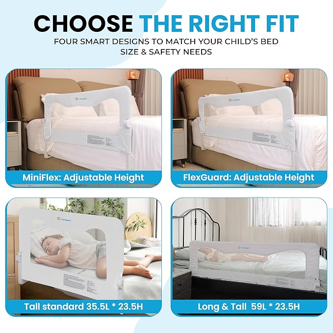 TotCraft Bed Rail for Toddlers & Infants – Universal Toddler Bed Rails for Twin, Full Size, Queen &King Beds with Thick Mattresses & Recessed beds - White 59W*23.5H (Pack of 1)