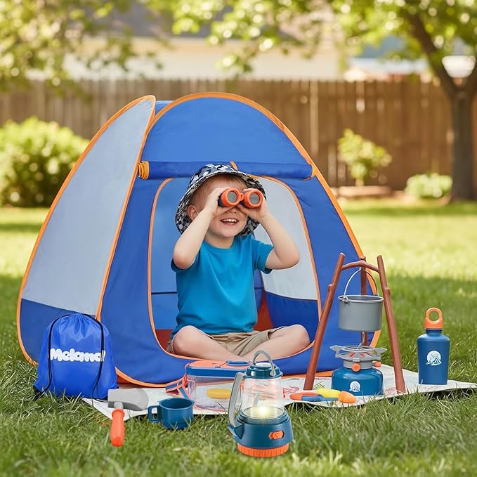 Meland Kids Camping Set with Tent - Camping Gear Toy with Pretend Play Outdoor Toy for Toddlers Birthday Gift