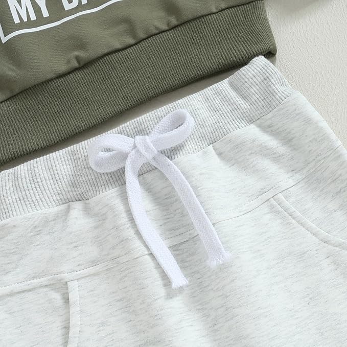 Baby Boy Fall Clothes Set Long Sleeve Letter Print Sweatshirt Pants Toddler Infant Outfits 6 12 18 24 Months 2T