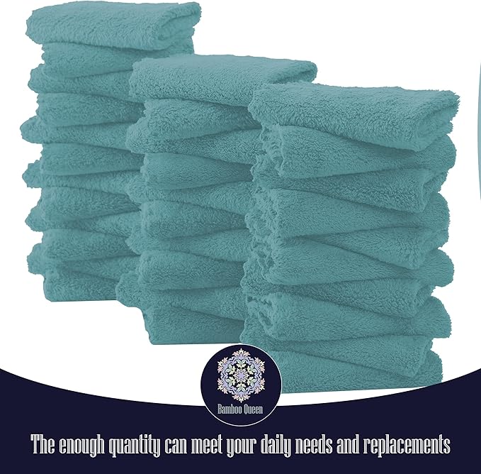 16 Pack Baby Washcloths - Luxury Coral Fleece - Extra Absorbent and Soft Wash Clothes for Newborns, Infants and Toddlers - Suitable for Sensitive Skin and New Born - Baby Shower - Teal, 10x10 Inch