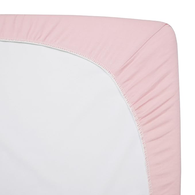 TL Care 100% Cotton Knit Fitted 18" x 36" Cradle/Bassinet Sheet - Compatible with Mika Micky Bassinet, Pink, Soft Breathable, for Girls