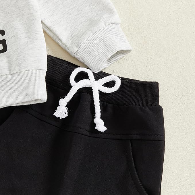 Infant Baby Boy Fall Clothes Set Funny Letter Sweatshirt Pant Outfit Toddler Winter Clothes 6 12 18 Months 2T 3T