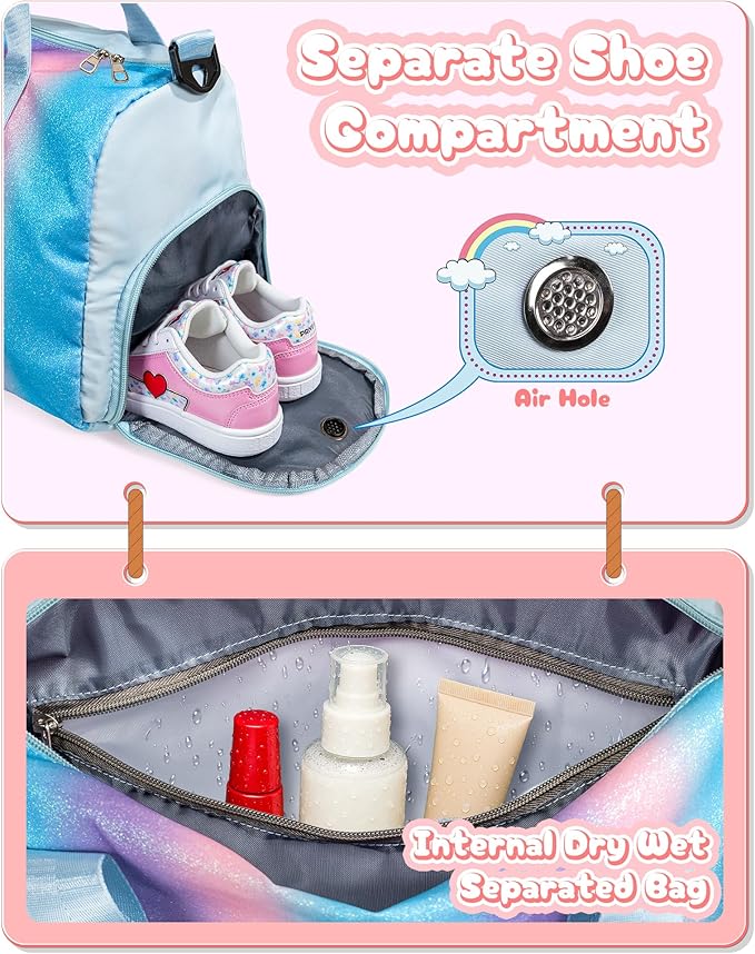 Birthday Gift for Granddaughter-Girl Gym Bag with Shoe Compartment, Kid Personalized Weekender Overnight Bags, Initial Travel Tote with Makeup Pouch,Gifts for Girls (Letter Z)