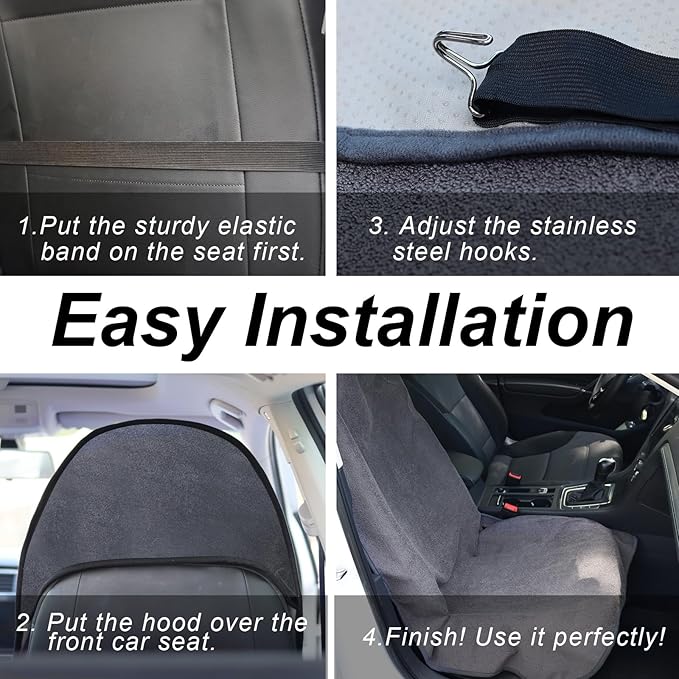 Sweat Towel Car Seat Cover Protector Front Seats for Gym Workout, Running, Swimming, Beach and Hiking, Waterproof Universal Seat Cover for Car, Truck, Van & SUV (Gray, 1pcs Front Seat)
