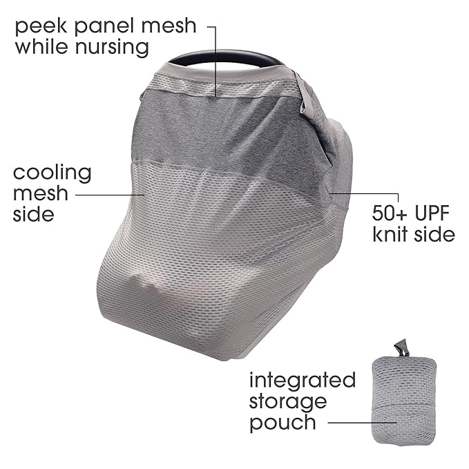 Boppy 4 and More Multi-use Cover, Pearl, Quick-Dry UPF 50+ Knit and Breathable Mesh, Versatile for Car Seat Canopy, Nursing Cover, Infant Strollers, Shopping Carts, Highchairs and More