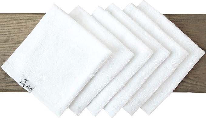 Copper Pearl 6 Ultra Soft Baby Bath Washcloths Premium Large Soft Dove (White) 11" x 11" Towels