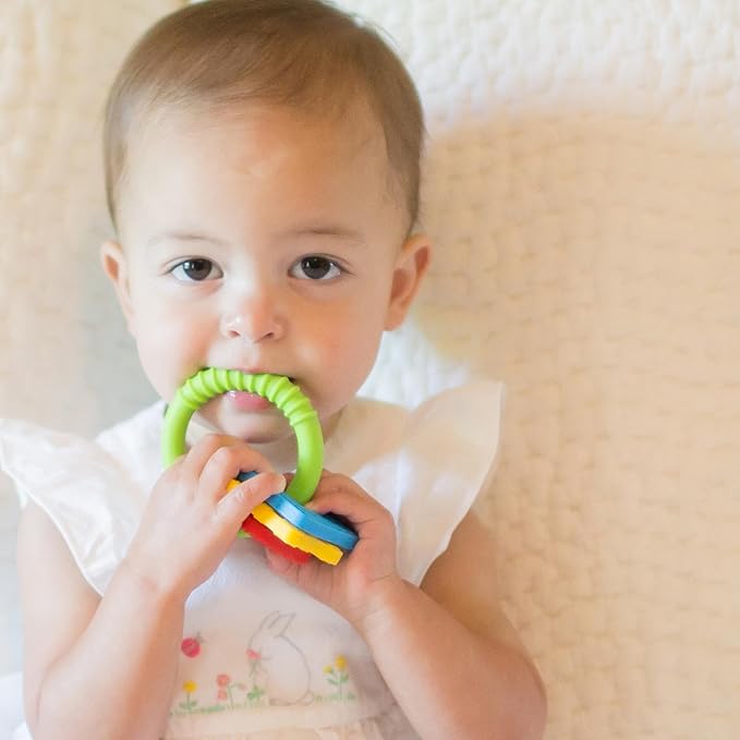 Dr. Brown's Learning Loop Baby Teether Ring, Multiple Shapes and Textures, 100% Silicone, BPA-Free, 3m+
