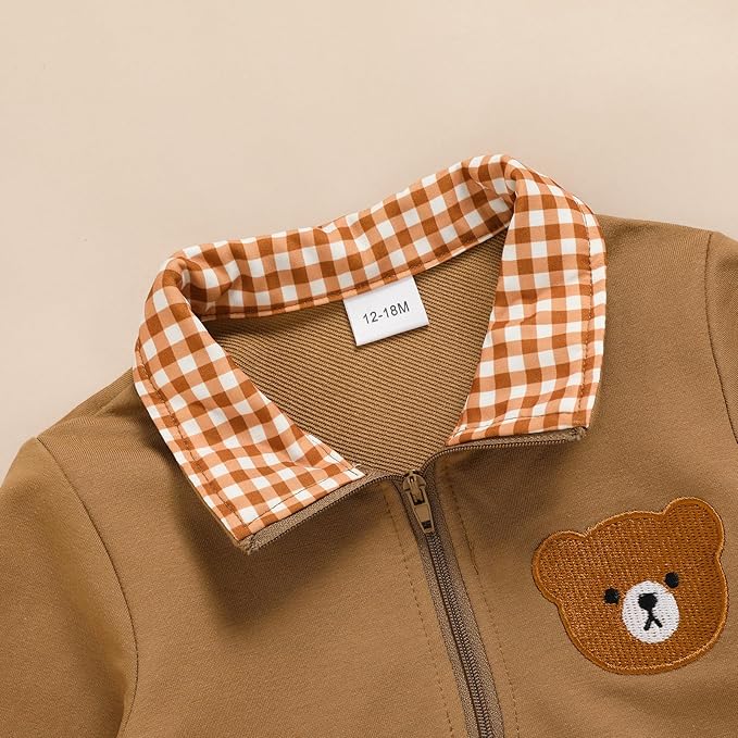 Toddler Boy Quarter Zip Collared Pullover Long Sleeve Fall Winter Baby Boy Clothes Outfit 12M-4T