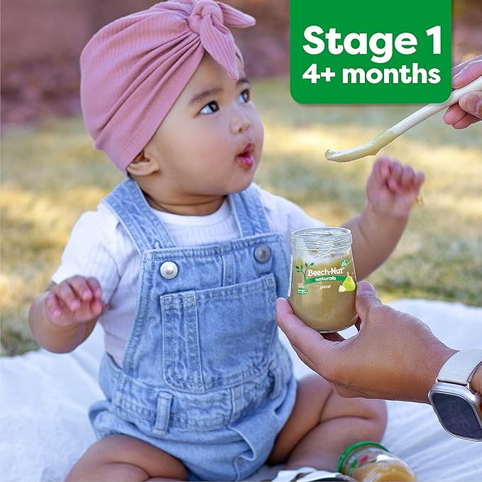 Beech-Nut Meat Baby Food Jars, Chicken & Chicken Broth Puree, 7g Protein, Stage 1 Baby Food for Babies 4 Months and Up, 2.5oz Glass Jars, 10ct
