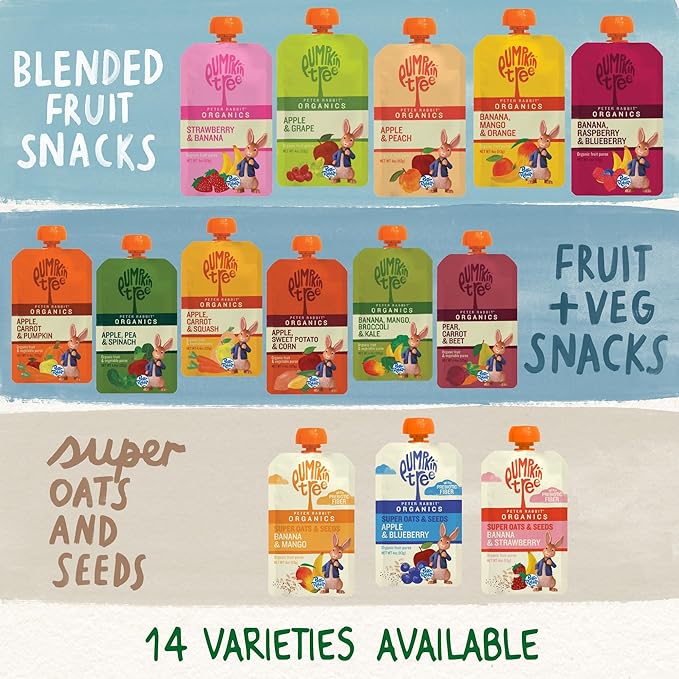 Pumpkin Tree Peter Rabbit Organics, Pea, Spinach and Apple Puree, 4.4-Ounce Pouches (Pack of 10)