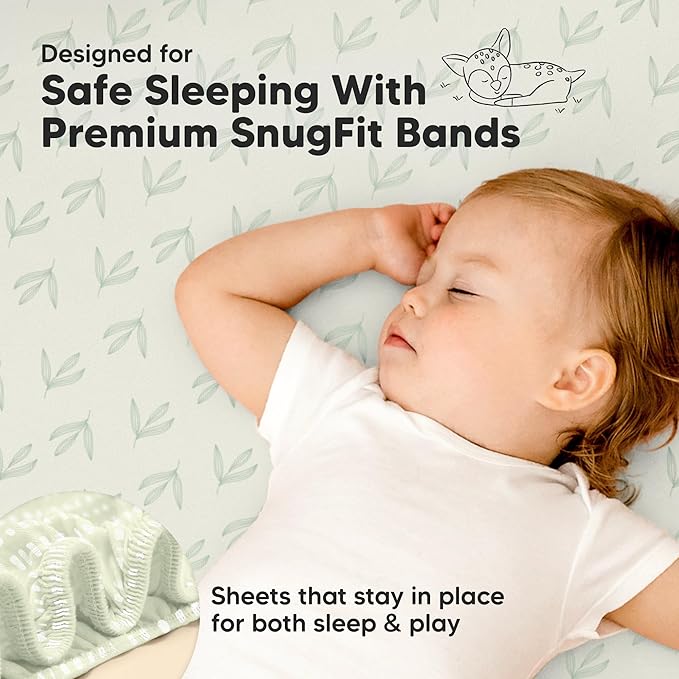 Pack and Play Sheets Fitted - 2-Pack Mini Crib Sheets for Pack N Play Mattress 38x26, Soft & Cozy, Neutral Toddler Playard Bedding, Snug Fitted Mini Baby Crib Mattress Cover Boy, Girl (Fleur)