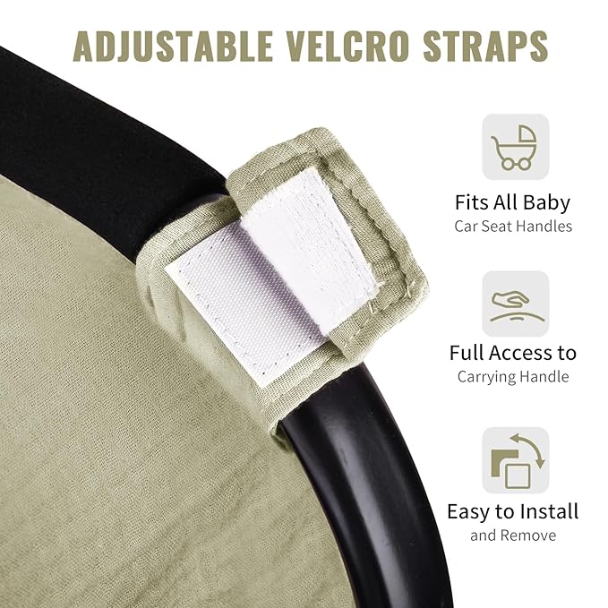Metplus Muslin Car Seat Cover for Babies - Carseat Stroller Cover Infant Stroller Covers for Boys and Girls, Breathable & Lightweight, Fits Most Strollers & Baby Car Seats