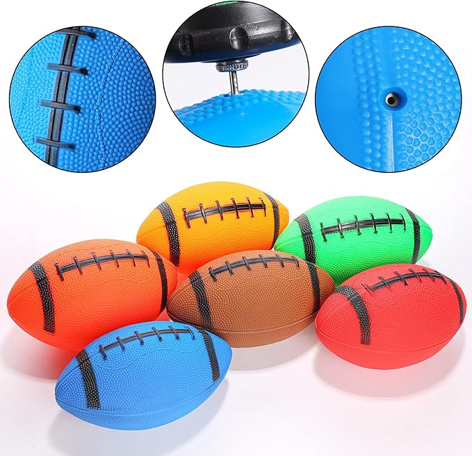 Shindel 6PCS Mini Inflatable Football, 6.3 inch Waterproof Footballs Toys for Kids Perfect Outdoor & Indoor Games, Summer Pool Beach Toy, Birthday & Football Lovers Party Favors