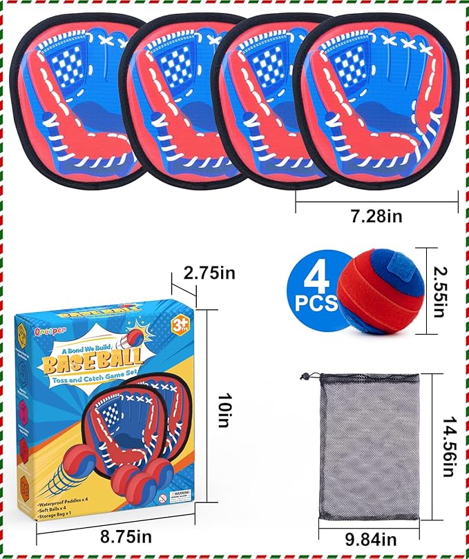Toss and Catch Game Ball Set Toddler Toys for 3 4 5 6 7 8 Year Old Boys Girls, Valentines Day Gifts, Yard Games Beach Pool Outdoor Toys for Kids Ages 4-8 Birthday Gift Baseball Glove