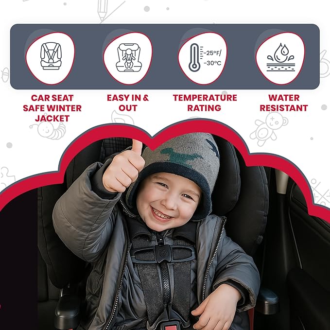 ONE KID The Road Coat Down | Car Seat Safe Winter Jacket | Crash Tested | Unisex | 12 Months-8 Years