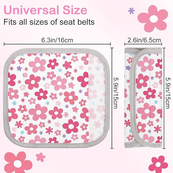 Seat Belt Cover Pad for Baby, Soft Seatbelt Cushion Covers for Kids 2Pcs Car Seat Strap Shoulder Pads for All Car Seats, Stroller, High Chair