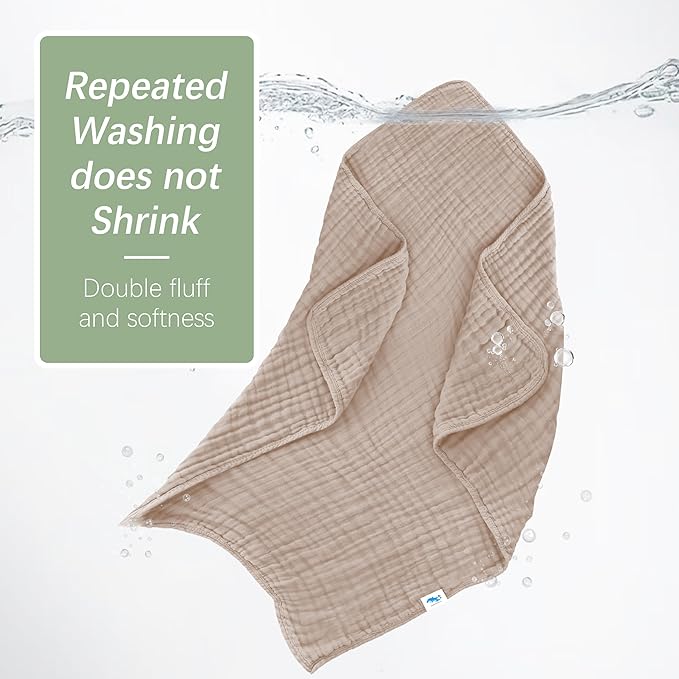 SWEET DOLPHIN Muslin Baby Bath Towels Blanket - 2 Pack 100% Cotton Towel for Babies, Infants, Toddlers - 40x40Inch - Highly Absorbent, Brown