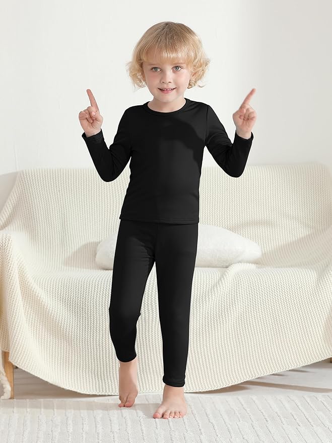 VZV 2T-6Y Toddler Thermal Set Thermal Underwear for Kids Fleece Lined Toddler Base Layer Long Johns for Kids Boys Girls