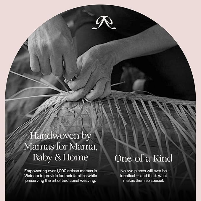 BEBE BASK Premium Baby Changing Basket - Artisan-Crafted Rattan with Extra High Sides - Wicker Changing Basket for Baby Dresser - All Accessories Included - Complete Set for Nursery (Rattan)