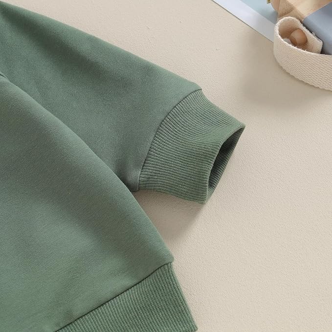 Toddler Baby Boy Clothes Solid Color Long Sleeve Crewneck Sweatshirt Top Casual Pants Set 2Pcs Fall Winter Outfits