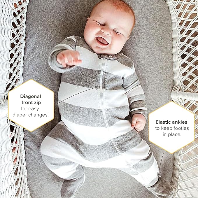 Burt's Bees Baby baby-boys Sleeper Pjs, 100% Organic Cotton, One-piece Footie, Zip Up Jumpsuit, Snug Fit Pajamas