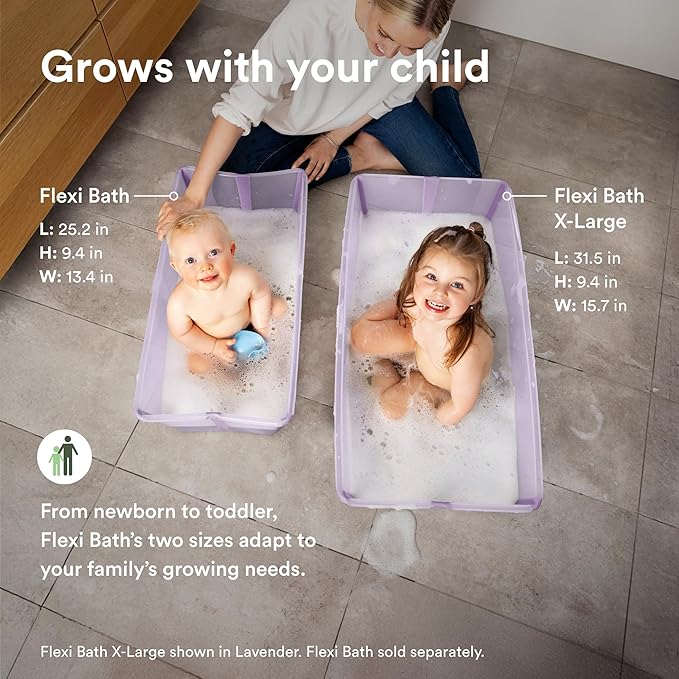 Stokke Flexi Bath X-Large, Sandy Beige - 31.5 x 15.7 x 9.4 in - Best for Infants & Toddlers - Lightweight, Foldable & Easy to Store - Convenient to Use at Home or Traveling