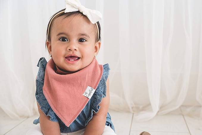 Copper Pearl 4 Pack Soft Cotton Baby Bibs for Drooling and Teething, Absorbent Drool Bibs for Baby Girl and Boy, Adjustable to Fit Newborns to Toddlers, Tons of Styles (Jade)