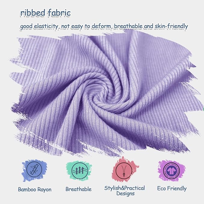 Jimonda Ribbed Rayon From Bamboo Baby Boys/Girls Sleepers, 2-Way Zipper Long Sleeve Footless Pajamas With Mittens Soft Pjs