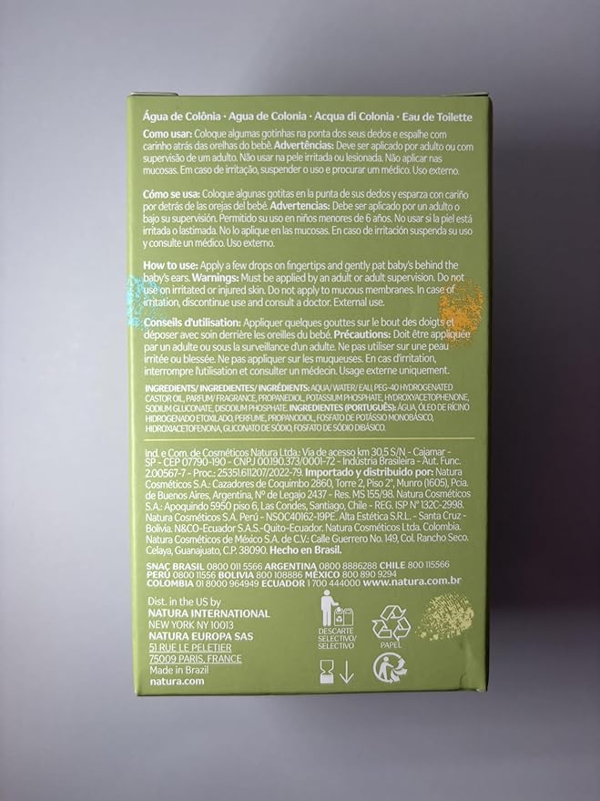 Natura - Mamãe e Bebê Mom & Baby Cologne | Gentle Fresh Scent for Babies | Alcohol-Free, Hypoallergenic, Pediatrician Tested, Vegan & Safe Daily Use – 3.4 fl oz (100 ml)