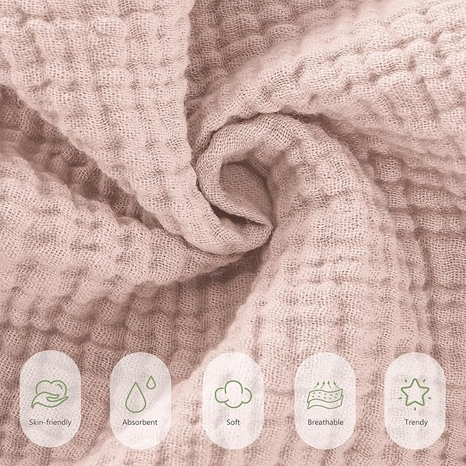 Susurration Muslin Burp Cloths 24x24 Inches Ultra Soft 100% Cotton, 4 or 7 Pack Baby Washcloths for Newborn, Absorbent Burp Rags & Swaddle Blankets