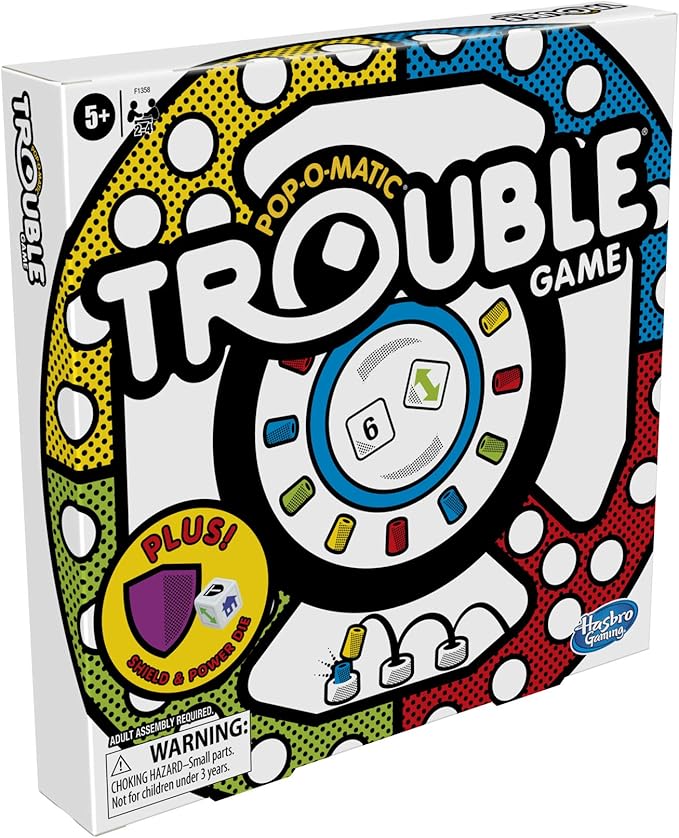 Hasbro Gaming Trouble Board Game, Includes Bonus Power Die and Shield, Family Game for 2-4 Players, Ages 5 and Up (Amazon Exclusive)
