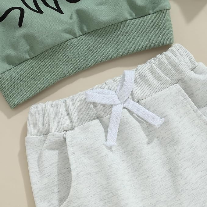 wdehow Toddler Baby Boy 2Pcs Outfits Letters Print Pullover Tops + Drawstring Pants Set Fall Winter Clothes