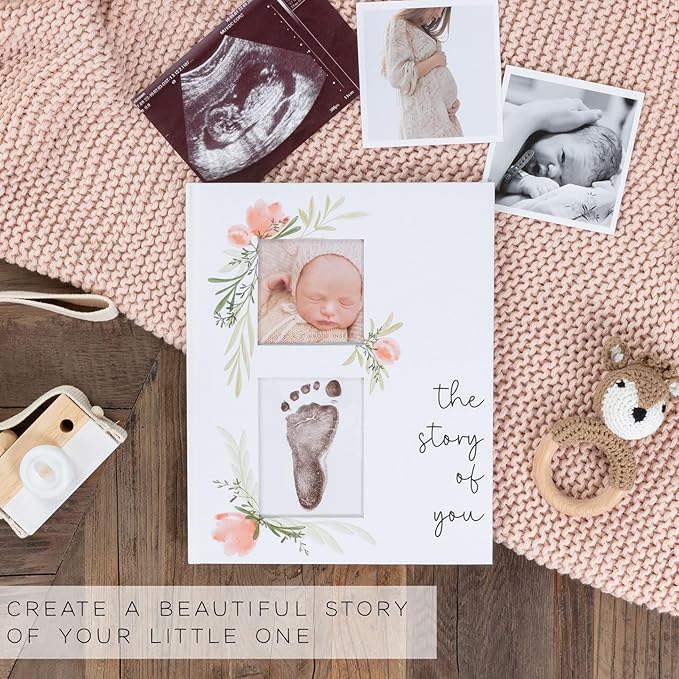 Baby Book Keepsake - Simple Baby Milestone Book for Boy or Girl - Baby Journal & Pregnancy Memory Book - Monthly Milestone Record Baby Books for Baby Shower - Modern Gender Neutral Style Gift for Moms