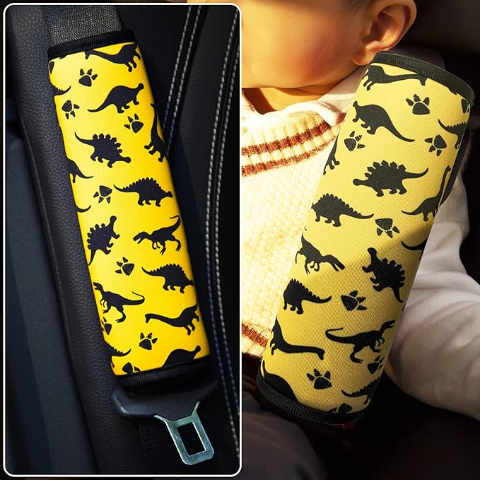 Seat Belt Cover for Kids, Seat Belt Pad for Boys Girls, Car Seat Straps Shoulder Pads for Kids, Kid's Seat Belt Cushion, Shoulder Strap Pad, 1 Piece （Dinosaur）