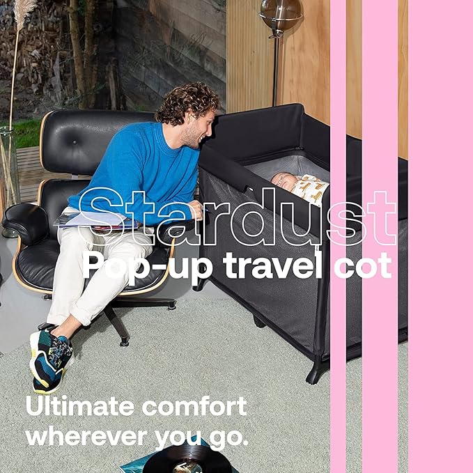 Bugaboo Stardust Playard - Portable Indoor and Outdoor - Foldable On The Go Play Yard - 1 Second Unfold - Black