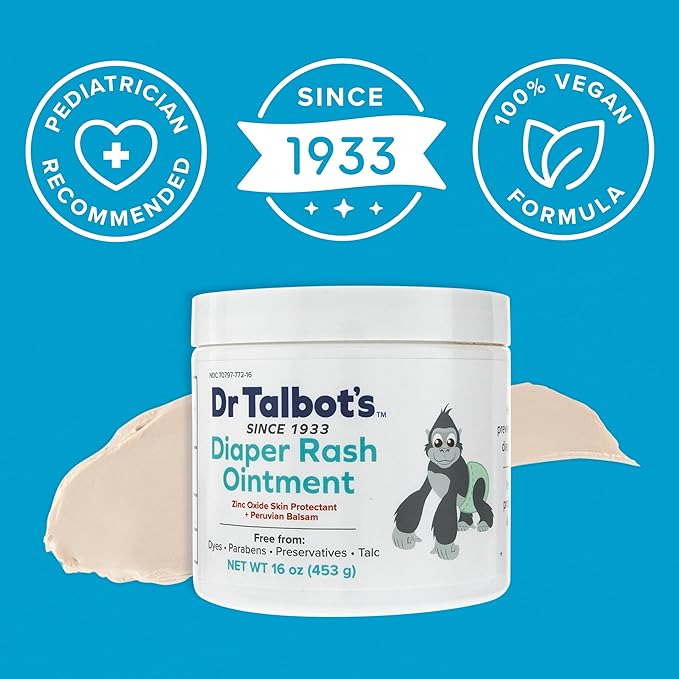 Dr. Talbot's Baby Diaper Rash Ointment - 16 oz - Zinc Oxide Skin Protectant with Peruvian Balsam - Treats and Prevents Rash