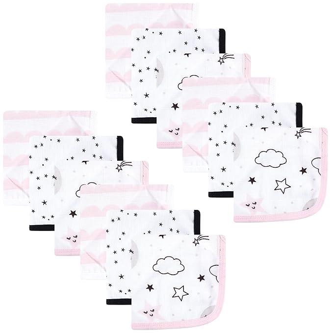 Hudson Baby Unisex Baby Cotton Muslin Washcloths, Dreamer, One Size