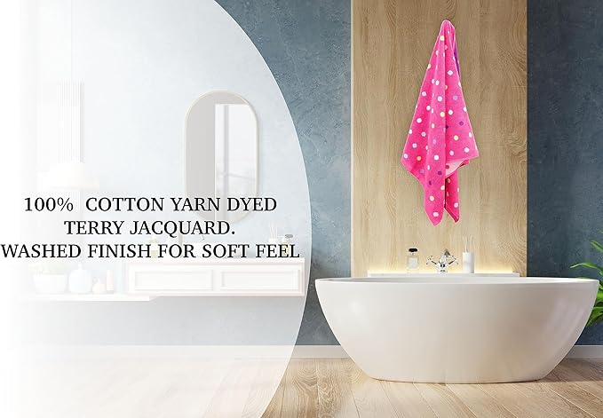 ORIGINAL KIDS 6 Piece Towel Set - Bath Time Sugar & Spice - 2 Towels, 2 Hand Towels, 2 Washcloths - 100% Cotton Jacquard Soft Absorbent Pool Beach Towel Gift - Pink Multicolor